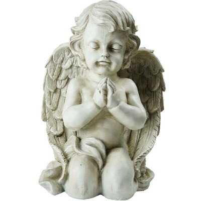 Northlight 13.5" Kneeling Praying Cherub Angel Religious Outdoor Patio Garden Statue - Gray