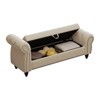TIRAMISUBEST 64.5 Inch Bed Bench Velvet Upholstery Nails Tufted Chaise Lounge Storage Modern Design Brown Wood Legs - 4 of 4