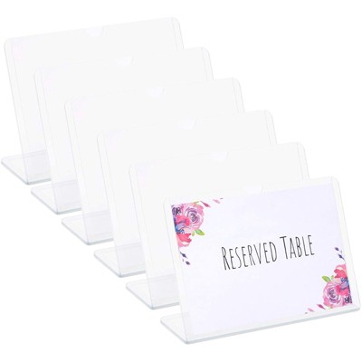 Juvale 6 Pack Clear Acrylic Sign Holder , Table Top Horizontal Sign Display Stands (5x7 in)