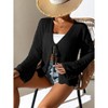 Women's Tie Front Crochet Cardigan Lightweight Hollow Out Knit Cardigan Shrugs Cropped Tops Cover Up - 2 of 4