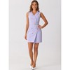 Allegra K Women's Sleeveless V Neck Notched Lapel Double Breasted Belted Work Office Dress - 3 of 4