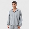 Anna-Kaci Active Men's Oversized Quarter Zip Pullover with Drop Shoulders and Ribbed Cuffs for Relaxed Casual Styling - 2 of 4
