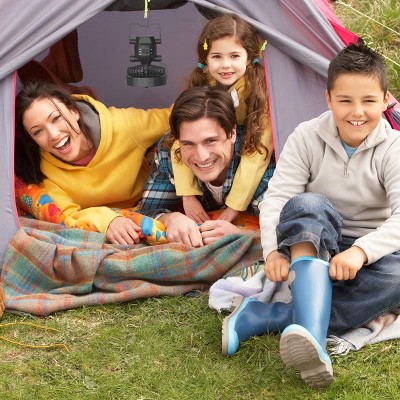 Black Battery-Operated 2-in-1 Camping Fan and LED Light