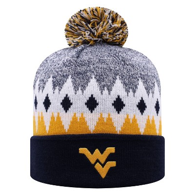 NCAA West Virginia Mountaineers Men's Jagged Knit Cuffed Beanie with Pom