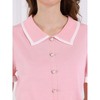 INSPIRE CHIC Women's 2025 Point Collar Button Decor Ribbed Short Sleeve Knit Tops - 4 of 4
