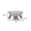HomeRoots 37" Silver Aluminum Round Distressed Solid Coffee Table - 3 of 4