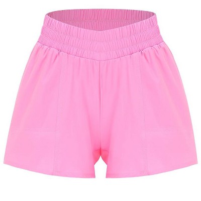 Women's Quick-Dry Swim Trunks Shorts with Liner Athletic Running Cross Waist Short with Zip Pockets