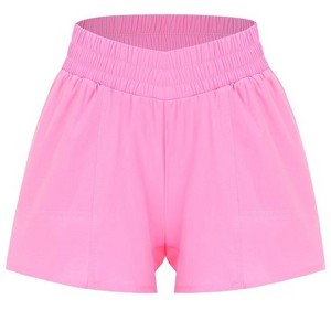 Women's Quick-Dry Swim Trunks Shorts with Liner Athletic Running Cross Waist Short with Zip Pockets - 1 of 4