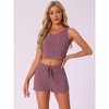 INSPIRE CHIC Women's Ribbed Knit Casual Crop Tank Top with Shorts Sleeveless Pajama Sets - 2 of 4