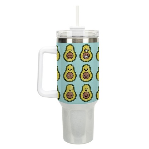 100 North Avocado Emoji Smiley Face 40 oz. Stainless Steel, Large Water Bottle Coffee Mug, Spill & Leak Resistant, Thermal Travel Tumbler with Handle, - image 1 of 1