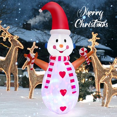 Costway 8FT Christmas Snowman Decoration Inflatable Xmas Decor with Multi-color Rotating & Bright LED Lights