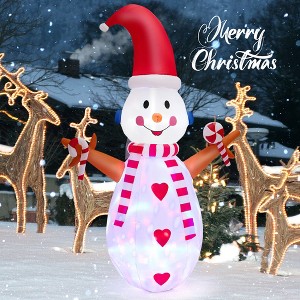 Costway 8FT Christmas Snowman Decoration Inflatable Xmas Decor with Multi-color Rotating & Bright LED Lights - 1 of 4