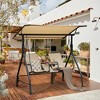 Costway 2-Seat Outdoor Patio Swing Adjustable Canopy Tempered Glass Table Top Cup Holder - image 3 of 4