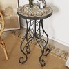 Outdoor Metal Small Side Table, Colorful Patio Drink Table with Iron Legs for Porch, Balcony or Garden – Cuddlewood - 2 of 4