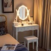 Tangkula Vanity Table Makeup Dresser Desk w/LED Light Drawers & Stool Black/Brown/White - 2 of 4