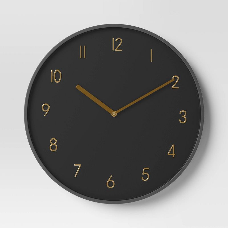16&#34; Luxe Wall Clock Black/Brass - Threshold&#8482;, 1 of 5