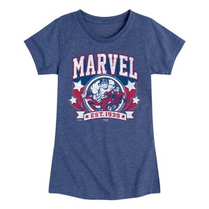 Girls' - Marvel - Collegiate Americana Fitted Short Sleeve Graphic T-Shirt - 1 of 4