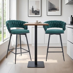 CAVINAS Swivel Bar Stools Set of 2/4,Breathable Counter Stools with Cotton Linen Cushions,Barstools with Electroplated Metal Frame for Bar&Kitchen - 1 of 4