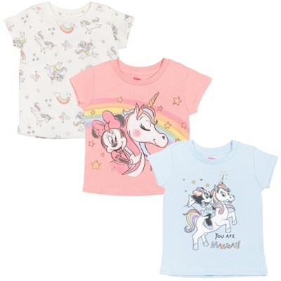 Mickey Mouse & Friends Minnie Big Girls 3 Pack T-Shirts Pink/White/Blue 10-12