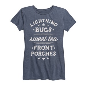 Women's - Country Casuals - Lightning Bugs Sweet Tea Front Porches Short Sleeve Graphic T-Shirt - 1 of 4
