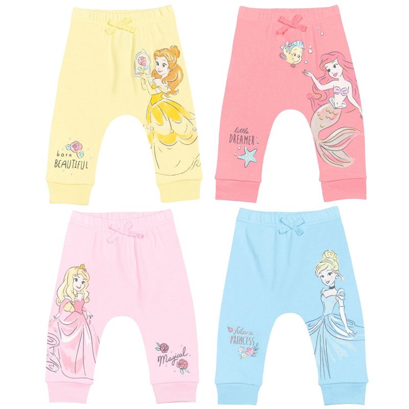 Disney Princess Cinderella Ariel Belle Aurora 4 Pack Pants, 1 of 10