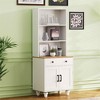 MAYEERTY White Farmhouse Storage Cabinet 4 Solid Wood Gourd Legs 5 Tier Adjustable Shelves Drawer - 2 of 4