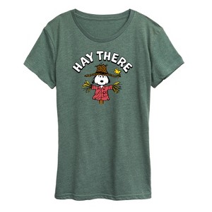 Women's - Peanuts - Snoopy Scarecrow Hay There Short Sleeve Graphic T-Shirt - 1 of 4
