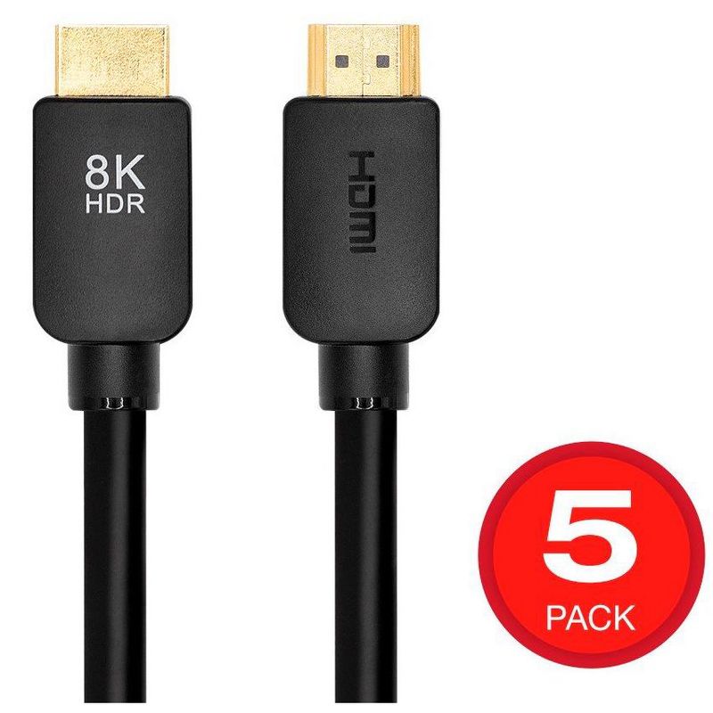 Monoprice 8K Ultra High Speed HDMI Cable - 10 Feet - Black (5-Pack) For PlayStation 5, PlayStation 5 Digital Edition, Xbox Series X, and Xbox Series S, 1 of 5
