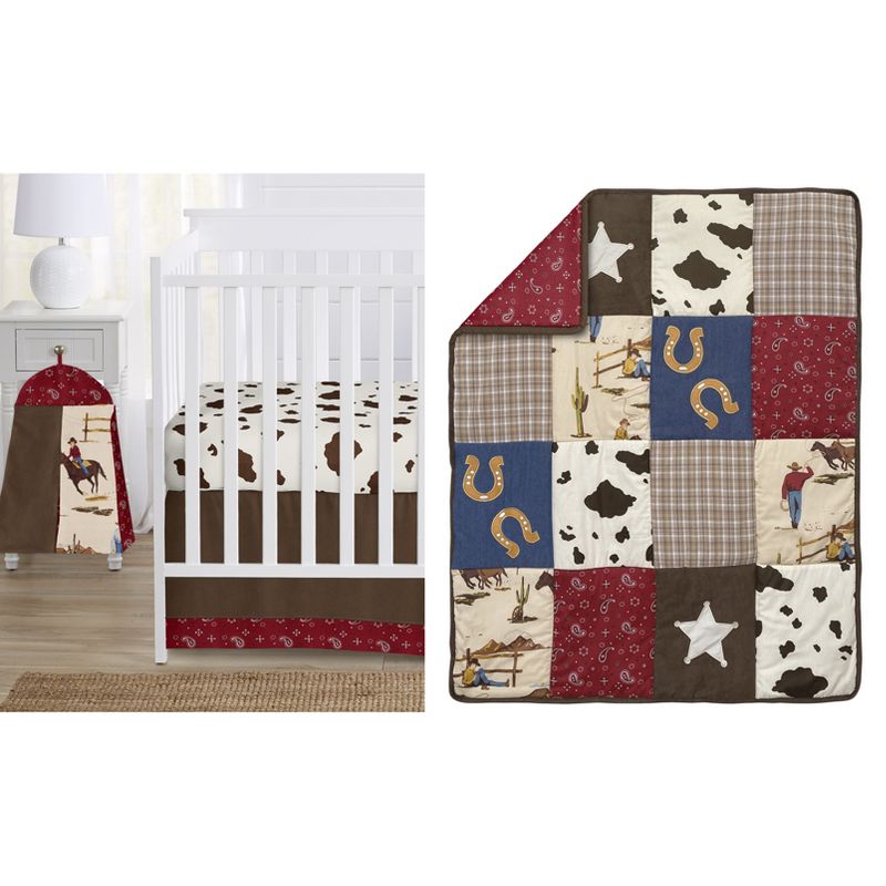 Sweet Jojo Designs Boy Baby Crib Bedding Set - Wild West Brown Red Blue White 4pc, 1 of 8