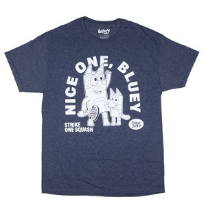 Seven Times Six Bluey Shirt Men's Nice One Strike And Squash Adult Short Sleeve Graphic Tee Blue - 1 of 3