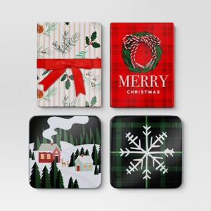 4pk Christmas Gift Card Holders Holly/Wreath/Home/Snowflake - Wondershop™ - 1 of 3