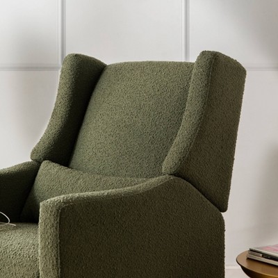 Eco-Friendly Olive Boucle Swivel Recliner with USB Port