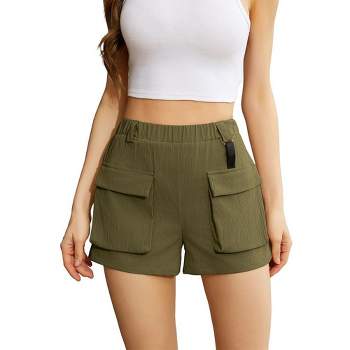 Womens High Waist Cargo Shorts with Pockets