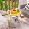 VECELO Round Side/End Table with Fabric Storage Basket, Metal Anti-Rust and Waterproof Small Bedside Nightstand with Removable Tray Top - 2 of 4