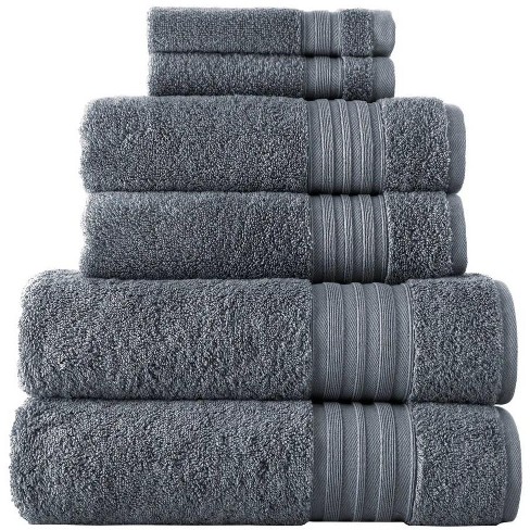 Noble House Ultra Soft 100% Cotton Extra Heavy Hotel & Spa Feel 6pc Bath  Towel Set Bathroom 2 Bath Towels 2 Hand Towels 2 Washcloths - Gray