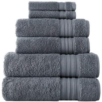 Laural Home Charcoal Grey Spa Collection 6-Pc. Cotton Towel Set