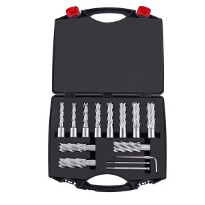 VEVOR Annular Cutter Set, 13 pcs Weldon Shank Mag Drill Bits, 7/16" to 1-1/16" Cutting Diameter, 2" Cutting Depth, M2AL HSS, with 2 Pilot Pins, Black - 1 of 4
