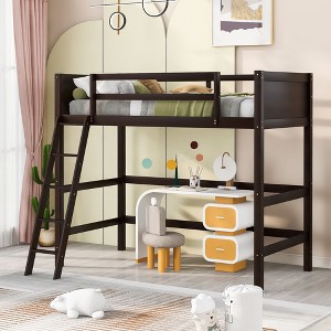 NicBex Twin Size Bunk Bed Loft Bed Pine Bed Frame with Inclined Ladder and Full Length Guardrail, No Box Spring Required, Space Saving - 1 of 4