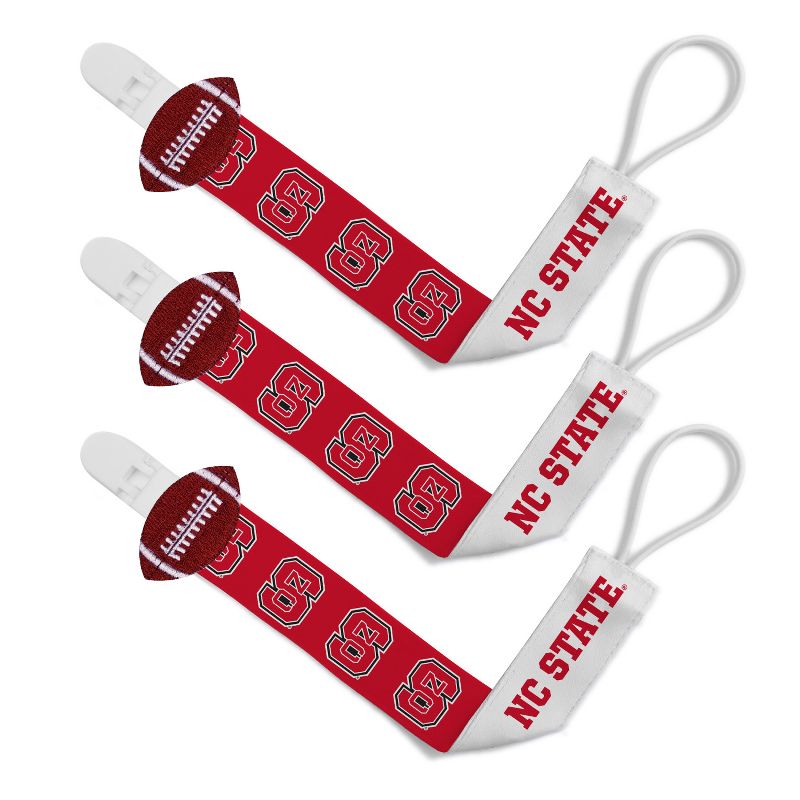BabyFanatic Officially Licensed Unisex Baby Pacifier Clip 3-Pack NCAA NC State Wolfpack, 2 of 4