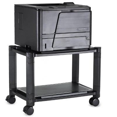 Black Adjustable Rolling Printer Stand with Storage Tray