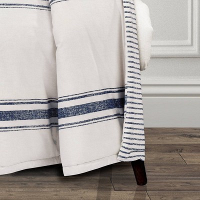 Farmhouse Stripe Navy Cotton Reversible Cozy Throw 60"x50"