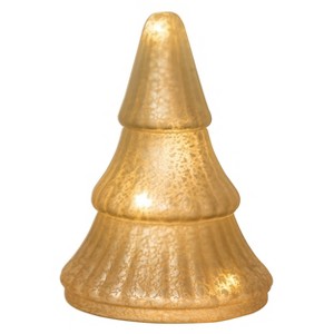 Transpac Glass 7.5 in. Gold Christmas Light Up Metallic Tree Decor - 1 of 2