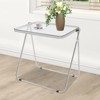 YIYIBYUS Clear Foldable Side Table, Tiny Desk for Home Office, Small Computer Desk - 2 of 4