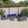 vidaXL Patio Sofa Set with Cushions Lounge Setting Outdoor Furniture Poly Rattan - Gray and Blue 4x Corner 5x Middle Table - 2 of 4