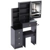 NicBex Vanity Desk with Mirror and Light Small Vanity with Sliding Mirror, Multi-Layer Storage, Compact Makeup Table with Stool for Apartment - 4 of 4
