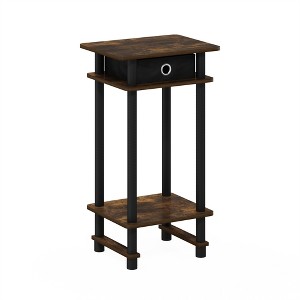 Furinno 17017 Turn-N-Tube Tall End Table with Bin, Amber Pine/Black/Black - 1 of 1