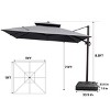 Pellebant 10.5FT Square Double Top Cantilever Umbrella Set Outdoor 360° Rotation 6 Heights Adjustable Offset Umbrella with Base - 2 of 4