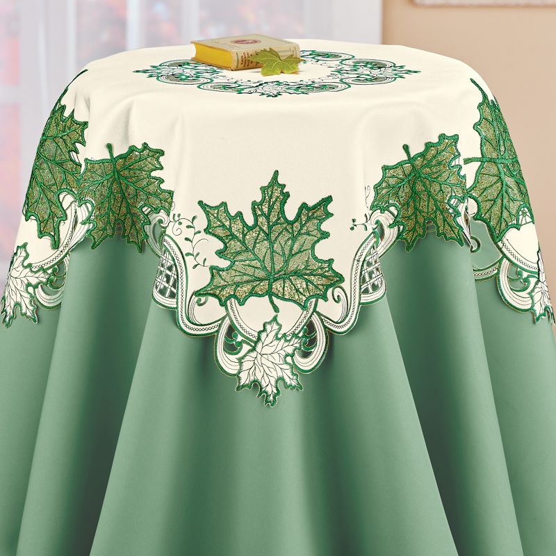 Collections Etc Embroidered Lace Maple Leaf Table Cloth Linens Square, 2 of 4