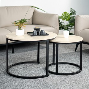 MOONMISS Modern Round Nesting Coffee Table Set with Metal Legs, Stacking Side/Cocktail/Center Table for Living Room - 1 of 4