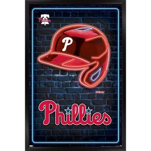 Trends International MLB Philadelphia Phillies - Neon Helmet 23 Framed Wall Poster Prints - 1 of 4
